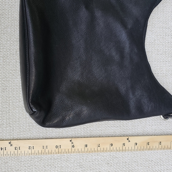 New Rolfs Black Pebbled Leather Satchel Handbag Bag Purse - Picture 5 of 11